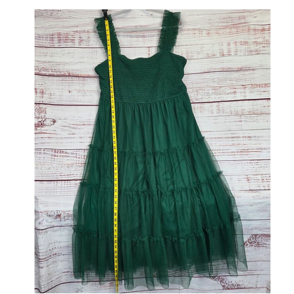Pretty Garden Emerald Green MIdi Dress 2XL Tier Chiffon Whimsigoth Forest Fairy - Picture 15 of 16